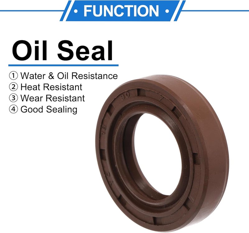 VekAuto Universal Oil Seal TC Double Lip W Steel Spring Seal Ring Rotary Shaft Seal 18x30x7mm High Pressure FKM Rubber Brown 2 Pcs - Image 3